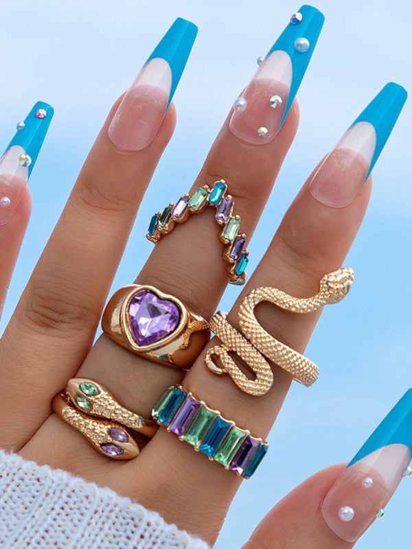 Popular jewelry ring jewelry snake-shaped love ins style five-piece ring female - Hiccupzz