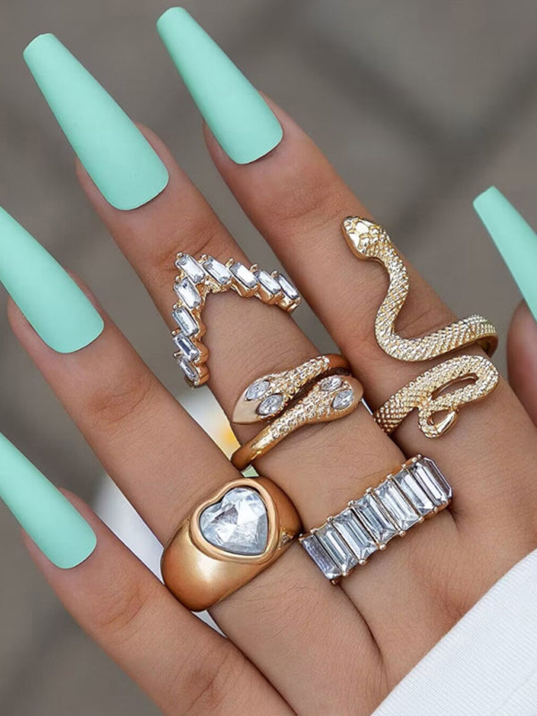 Popular jewelry ring jewelry snake-shaped love ins style five-piece ring female - Hiccupzz