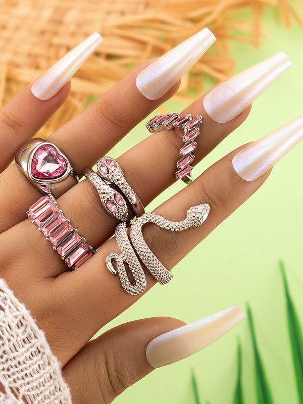 Popular jewelry ring jewelry snake-shaped love ins style five-piece ring female - Hiccupzz