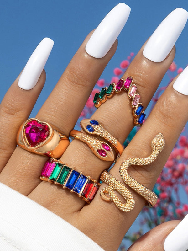 Popular jewelry ring jewelry snake-shaped love ins style five-piece ring female - Hiccupzz