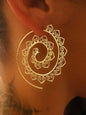 New Oval Spiral Earrings Exaggerated Swirl Gear Heart Shape Vintage Ear Jewelry - Hiccupzz