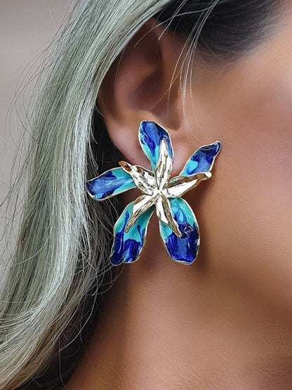 Multilayer Alloy Drip Oil Flower Floral Earrings Earrings - Hiccupzz