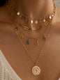 New geometric disc alloy buckle rhinestone tassel concave-convex disc pendant 4-layer necklace - Hiccupzz
