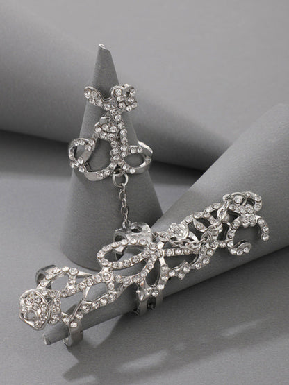 Exaggerated personality ring flower chain temperament fashion hollow carved with ring jewelry - Hiccupzz