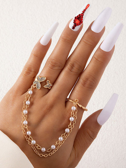 Exaggerated Personality Ring Chain Temperament Fashionable Ring Jewelry - Hiccupzz