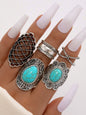 Exaggerated Personality Retro Drip Oil Cross Hollow Wide Brimming Ring Set of 5 - Hiccupzz