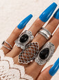 Exaggerated Personality Retro Drip Oil Cross Hollow Wide Brimming Ring Set of 5 - Hiccupzz