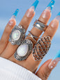 Exaggerated Personality Retro Drip Oil Cross Hollow Wide Brimming Ring Set of 5 - Hiccupzz