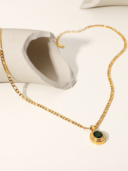 New stainless steel jewelry cubic zirconia oval pendant necklace - Hiccupzz