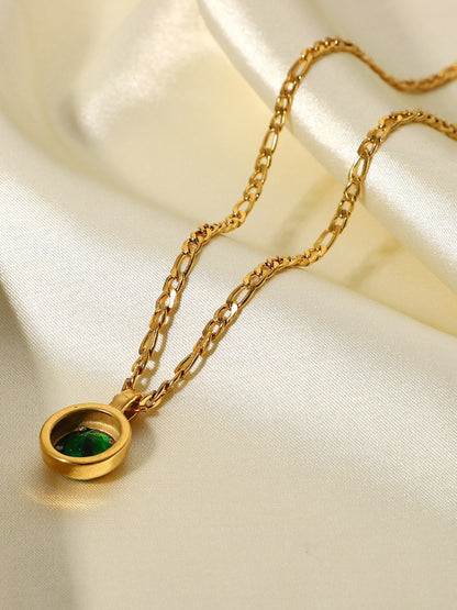 New stainless steel jewelry cubic zirconia oval pendant necklace - Hiccupzz