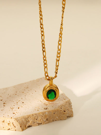 New stainless steel jewelry cubic zirconia oval pendant necklace - Hiccupzz