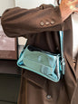 Fashion patent leather ladies baguette texture glossy underarm shoulder bag - Hiccupzz