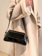 Fashion patent leather ladies baguette texture glossy underarm shoulder bag - Hiccupzz