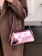 Fashion patent leather ladies baguette texture glossy underarm shoulder bag - Hiccupzz