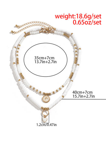Bohemian retro temperament soft clay necklace, ethnic style simple love crystal necklace - Hiccupzz