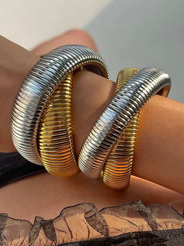 Plated Titanium Steel Vintage Double Stretch Gypsy Bracelet