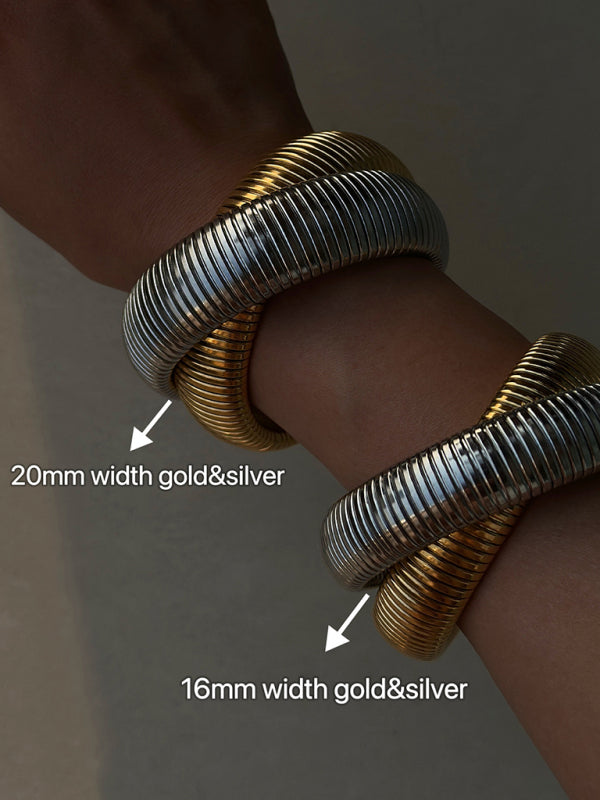 Plated Titanium Steel Vintage Double Stretch Gypsy Bracelet