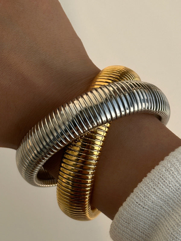 Plated Titanium Steel Vintage Double Stretch Gypsy Bracelet