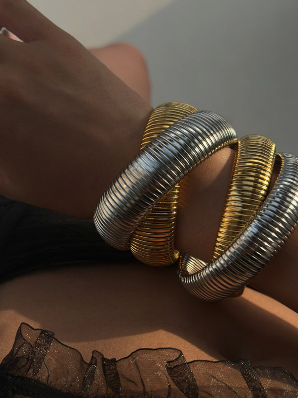 Plated Titanium Steel Vintage Double Stretch Gypsy Bracelet