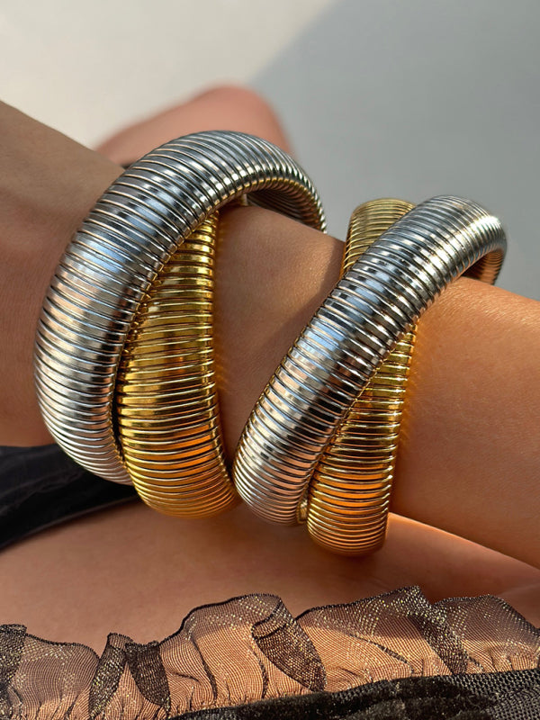 Plated Titanium Steel Vintage Double Stretch Gypsy Bracelet