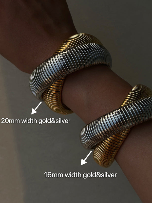 Plated Titanium Steel Vintage Double Stretch Gypsy Bracelet