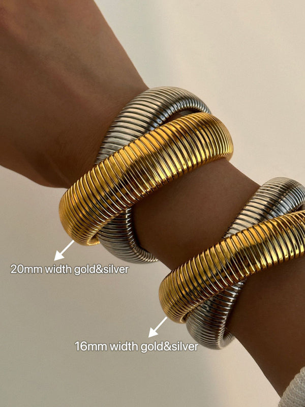 Plated Titanium Steel Vintage Double Stretch Gypsy Bracelet