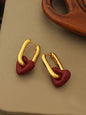Fashionable, simple and versatile burgundy love necklace and earrings - Hiccupzz