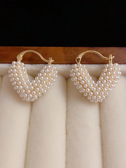 New sweet millet beads love heart sweet and cool niche design earrings - Hiccupzz