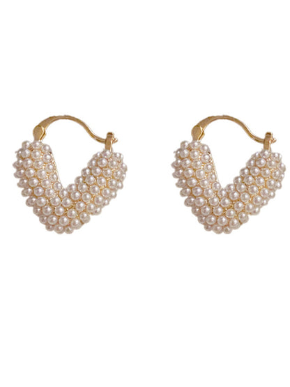 New sweet millet beads love heart sweet and cool niche design earrings - Hiccupzz