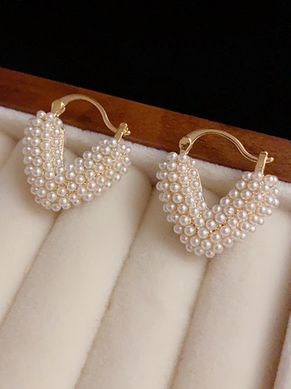 New sweet millet beads love heart sweet and cool niche design earrings - Hiccupzz