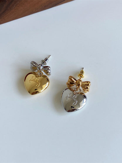 New versatile sweet and cool heart bow earrings - Hiccupzz