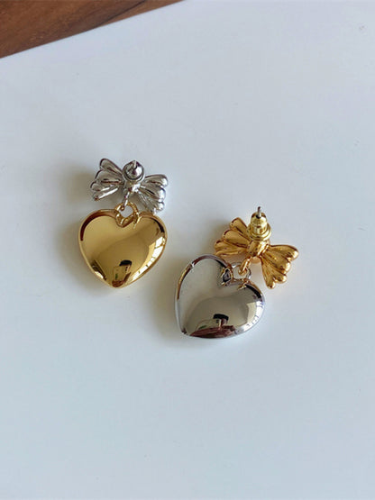 New versatile sweet and cool heart bow earrings - Hiccupzz