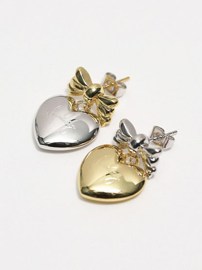 New versatile sweet and cool heart bow earrings - Hiccupzz