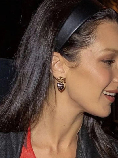 New versatile sweet and cool heart bow earrings - Hiccupzz