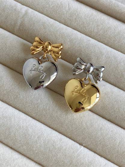 New versatile sweet and cool heart bow earrings - Hiccupzz