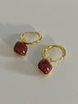 New style red bean mosquito coil disc ear clip without piercing wine red earrings - Hiccupzz