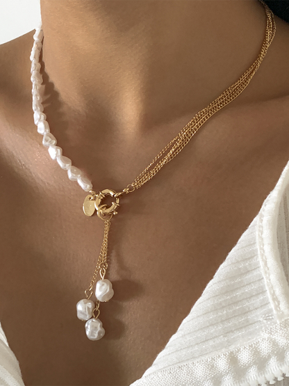 Baroque shaped pearl necklace creative irregular chain clavicle necklace - Hiccupzz