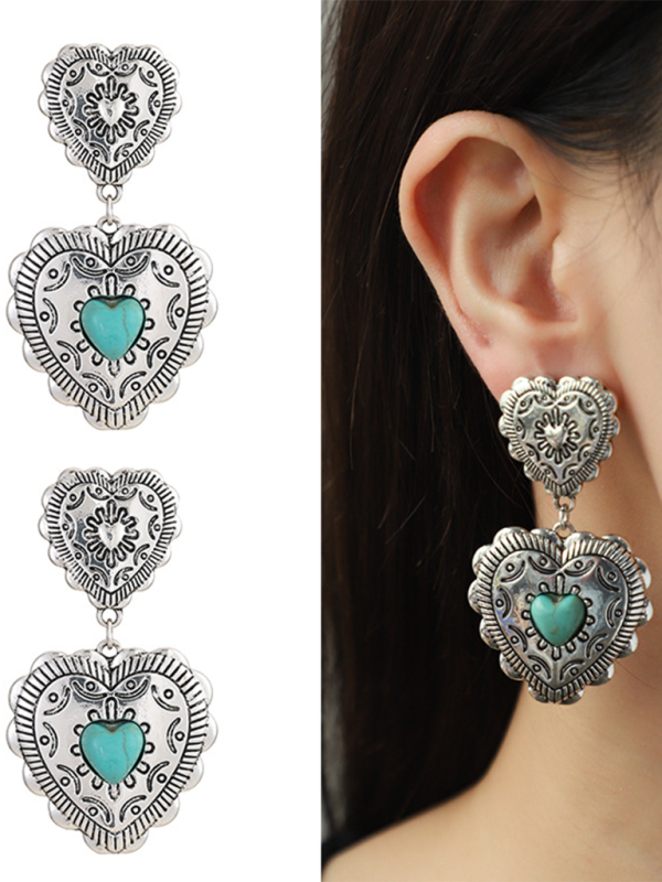 Love peach semi-precious stone vintage earrings - Hiccupzz