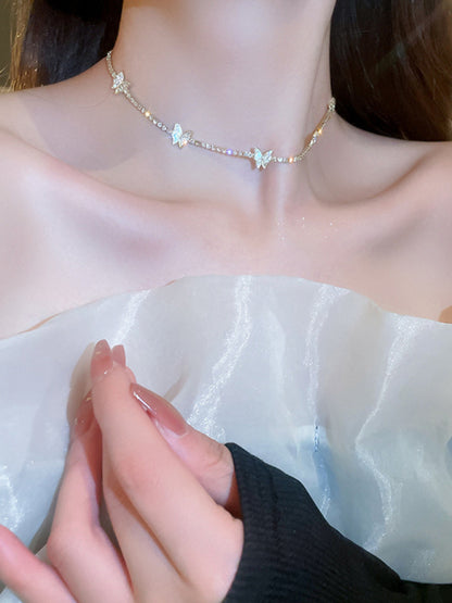Women's Butterfly Shape Shiny Necklace Collarbone Chain - Hiccupzz