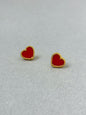 Sweet red peach heart simple earrings - Hiccupzz