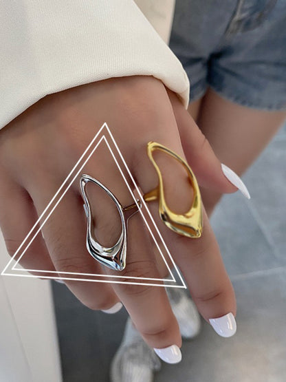 Simple style design, versatile metal texture hollow ring - Hiccupzz