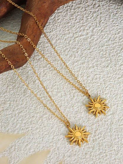 New clavicle chain fashionable simple small sun pendant titanium steel necklace - Hiccupzz