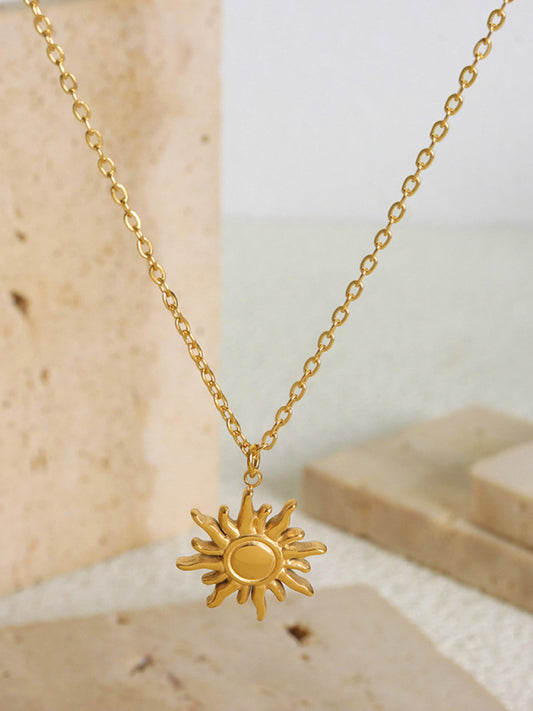 New clavicle chain fashionable simple small sun pendant titanium steel necklace - Hiccupzz