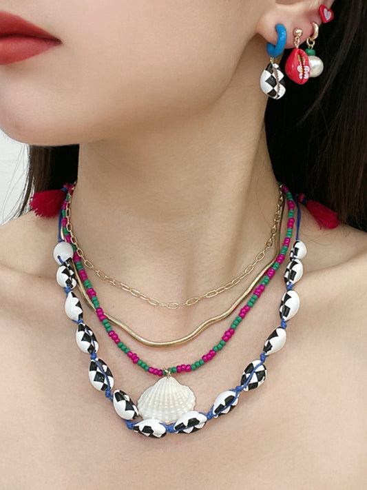 New shell detachable stacked beaded necklace - Hiccupzz