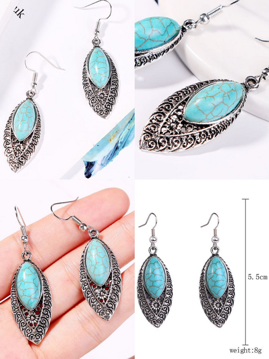 Bohemian vintage ethnic turquoise earring set - Hiccupzz