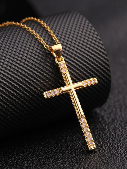 Fashionable and personalized hip-hop electroplated micropaved zirconia cross pendant necklace - Hiccupzz