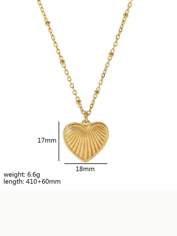 Fashionable and versatile heart-shaped textured pendant necklace - Hiccupzz