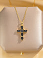 Inlaid zircon cross pendant necklace elegant clavicle chain - Hiccupzz