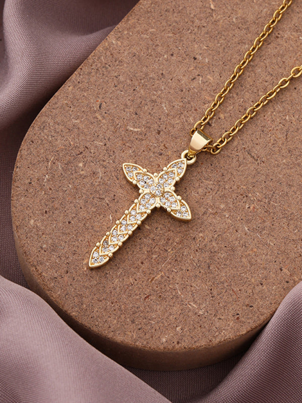 New Simple Cross Zirconia Pendant Pendant Necklace - Hiccupzz
