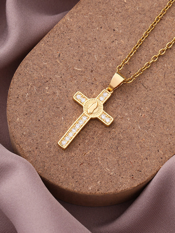 New Simple Cross Zirconia Pendant Pendant Necklace - Hiccupzz